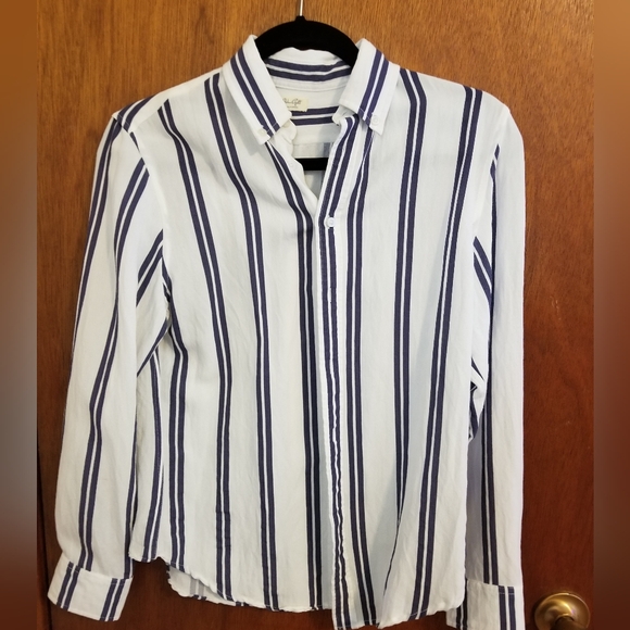 Brandy Melville Tops - Brandy Melville  John Galt White and Navy Striped Button Down Shirt